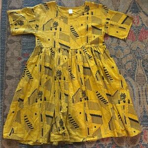 Stylish Yellow Geometric Women's Dress